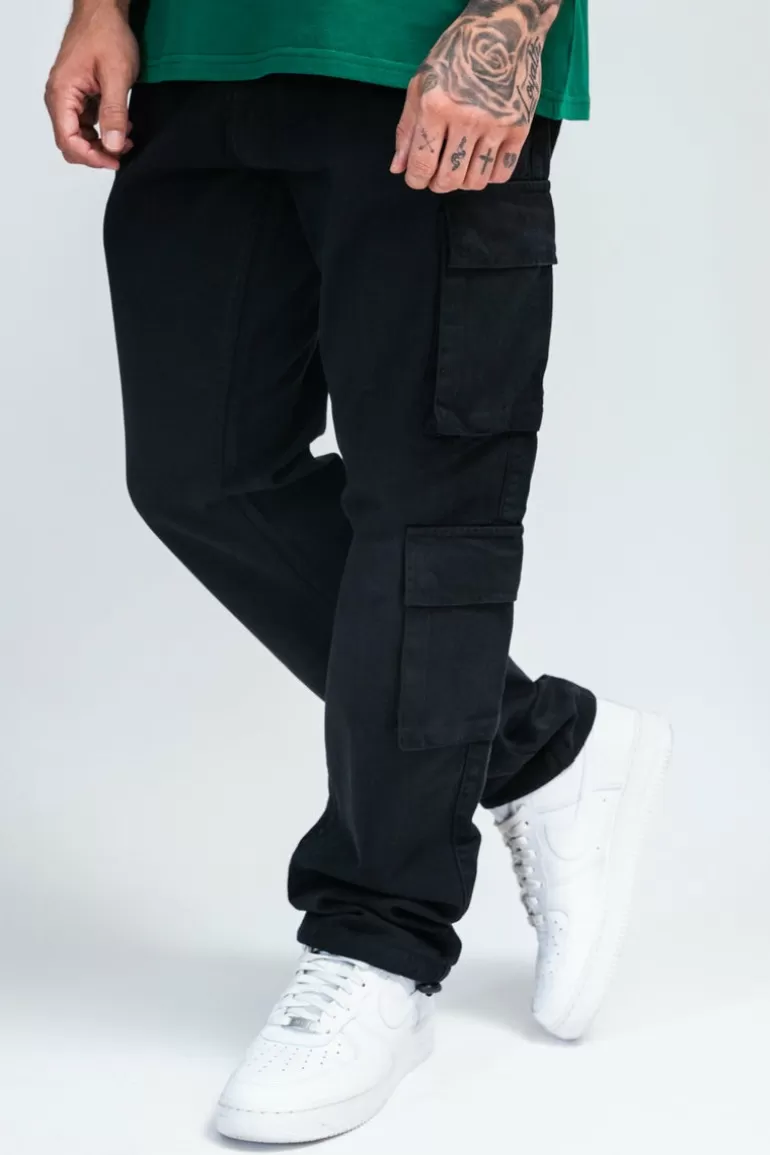 Hot Dropsize Double Pocket Cargo Pant Black