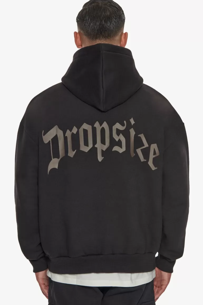 Clearance Dropsize Heavy Backlogo Hoodie Black / Chocolate