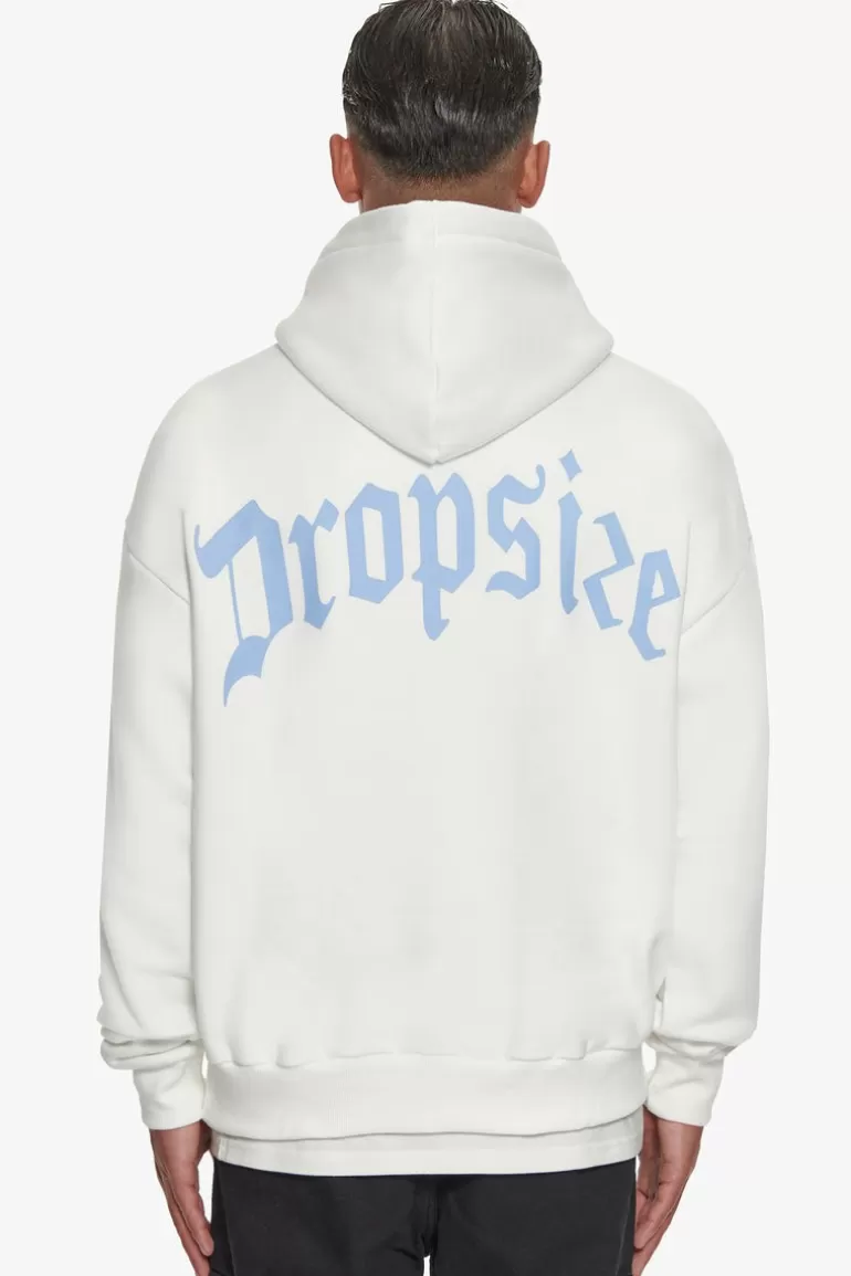 Shop Dropsize Heavy Backlogo Hoodie Washed White / Baby Blue