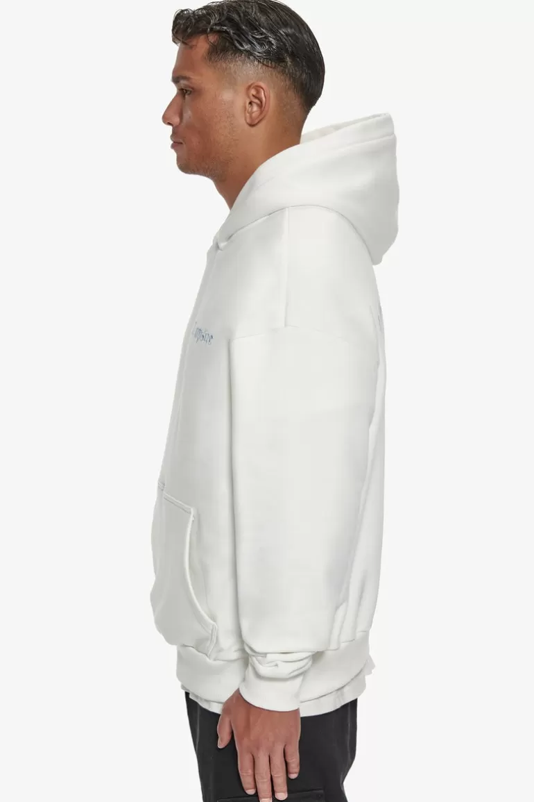 Shop Dropsize Heavy Backlogo Hoodie Washed White / Baby Blue