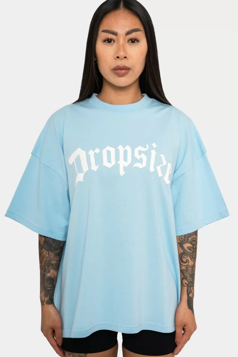 Online Dropsize Heavy Big Logo T-Shirt Baby Blue