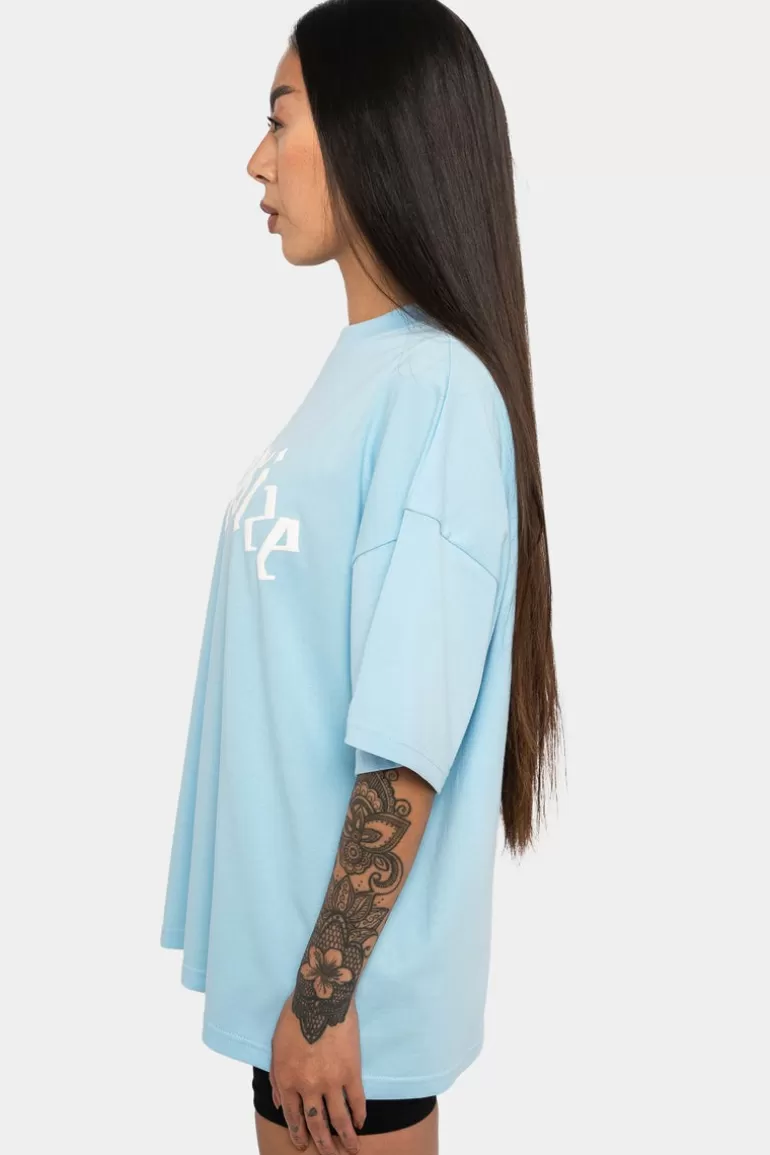 Online Dropsize Heavy Big Logo T-Shirt Baby Blue