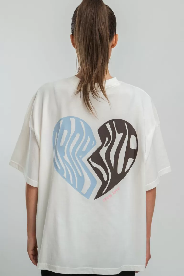 Best Dropsize Heavy Broken Heart T-Shirt Cream White