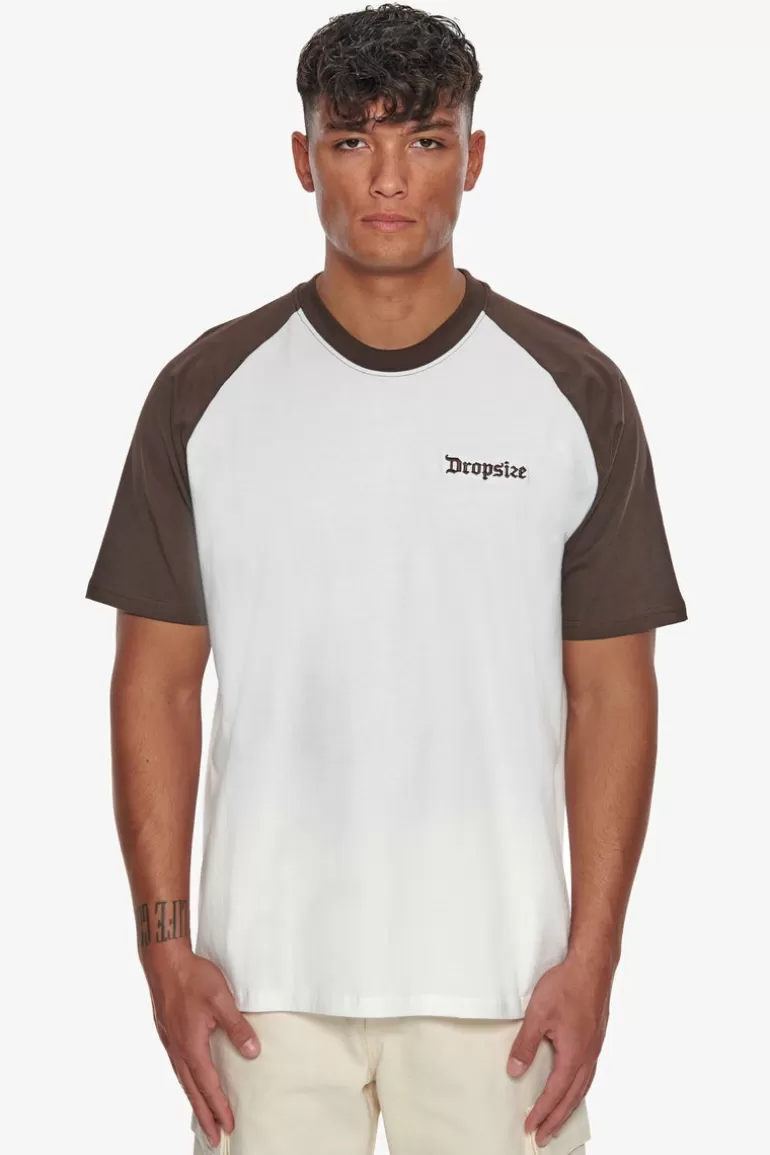 Online Dropsize Heavy Coloured Arms T-Shirt Chocolate/ Cream