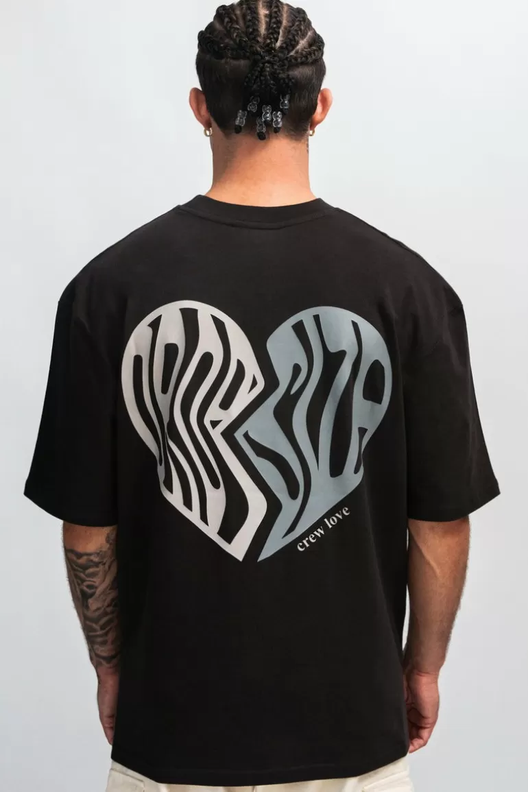 Cheap Dropsize Heavy Crew Heart T-Shirt Washed Black