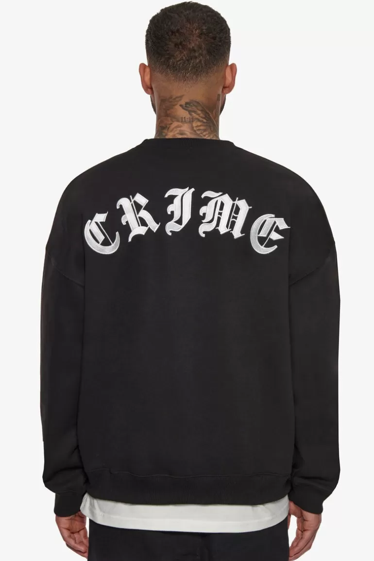 Cheap Dropsize Heavy Crime Crewneck Sweater Black