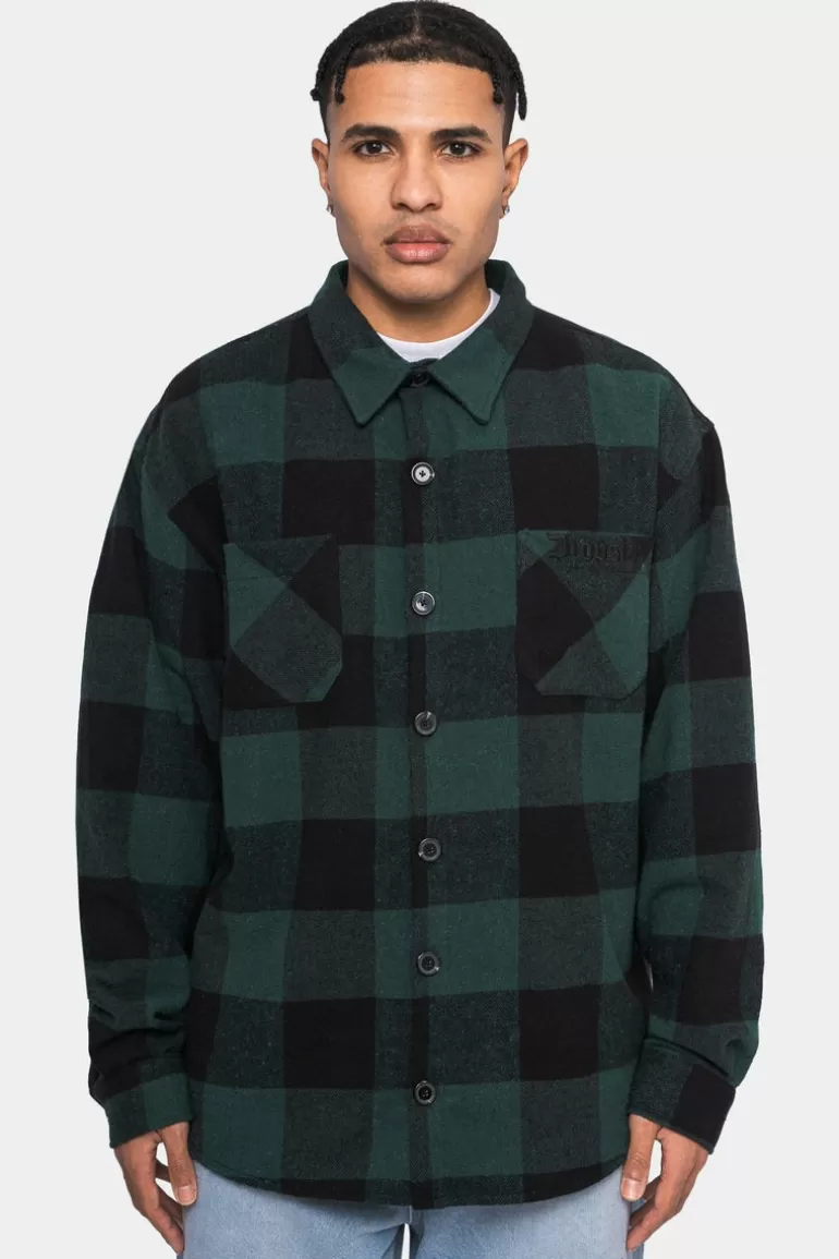 New Dropsize Heavy Flannel Jacket Black Green