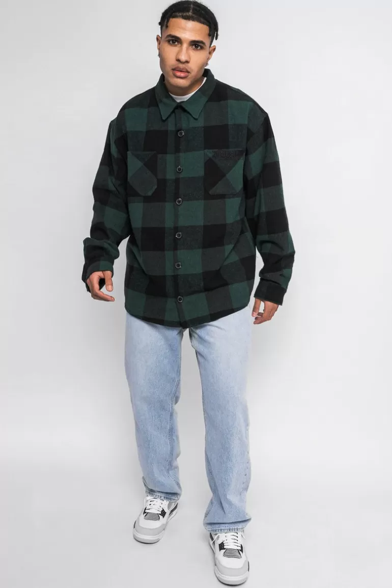 New Dropsize Heavy Flannel Jacket Black Green