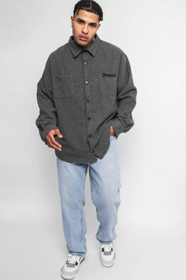 Cheap Dropsize Heavy Flannel Jacket Grey