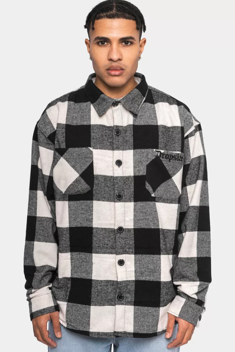 New Dropsize Heavy Flannel Jacket White Black