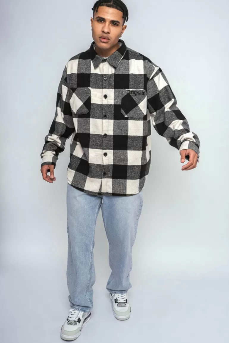 New Dropsize Heavy Flannel Jacket White Black