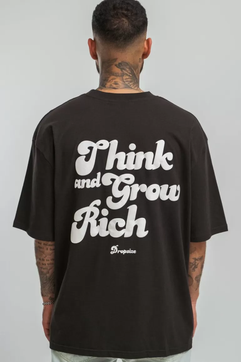 Fashion Dropsize Heavy Grow Rich T-Shirt Washed Black