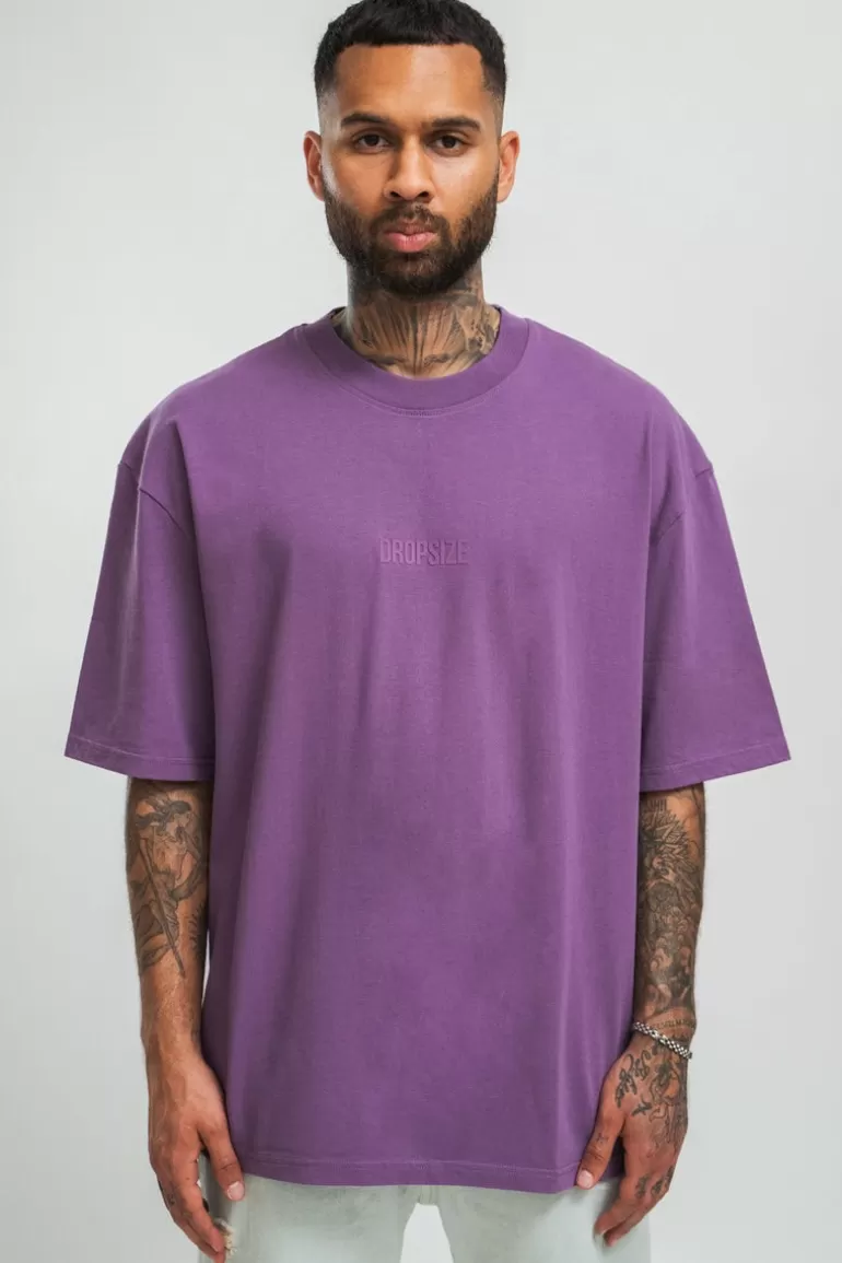 Outlet Dropsize Heavy Hd Front Logo T-Shirt Washed Purple