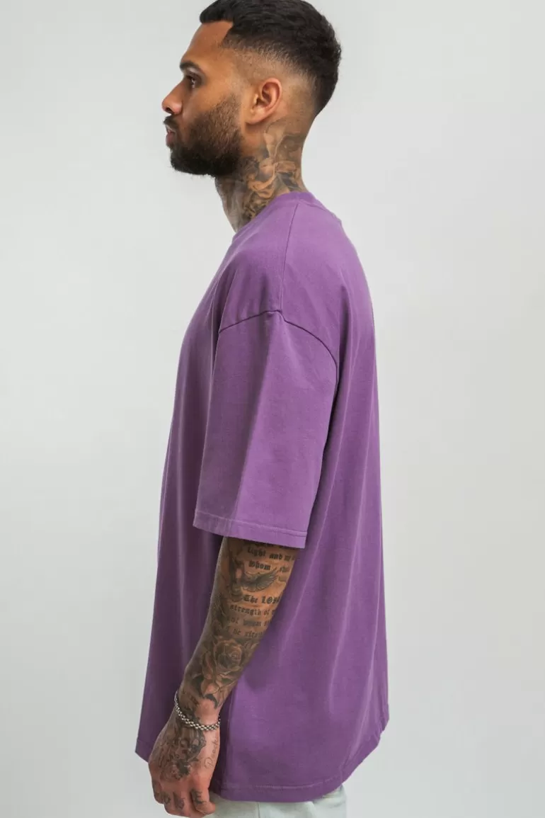 Outlet Dropsize Heavy Hd Front Logo T-Shirt Washed Purple