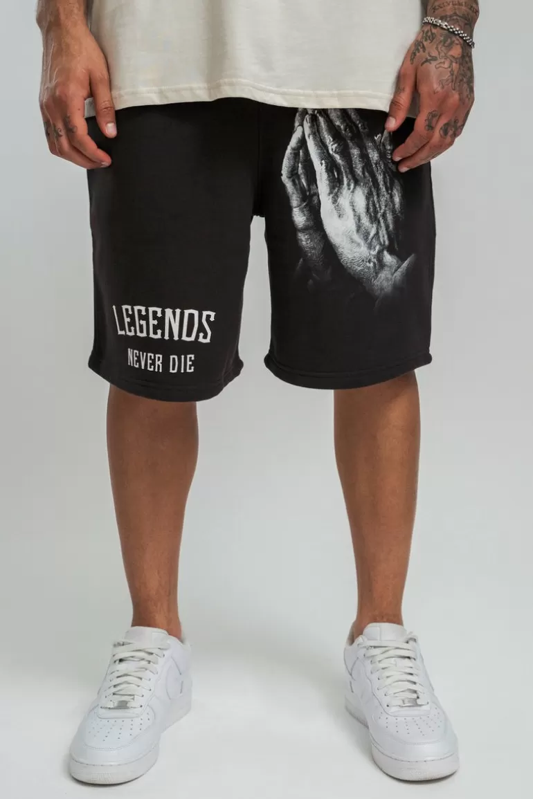 Cheap Dropsize Heavy Legends Sweat Short Washed Black