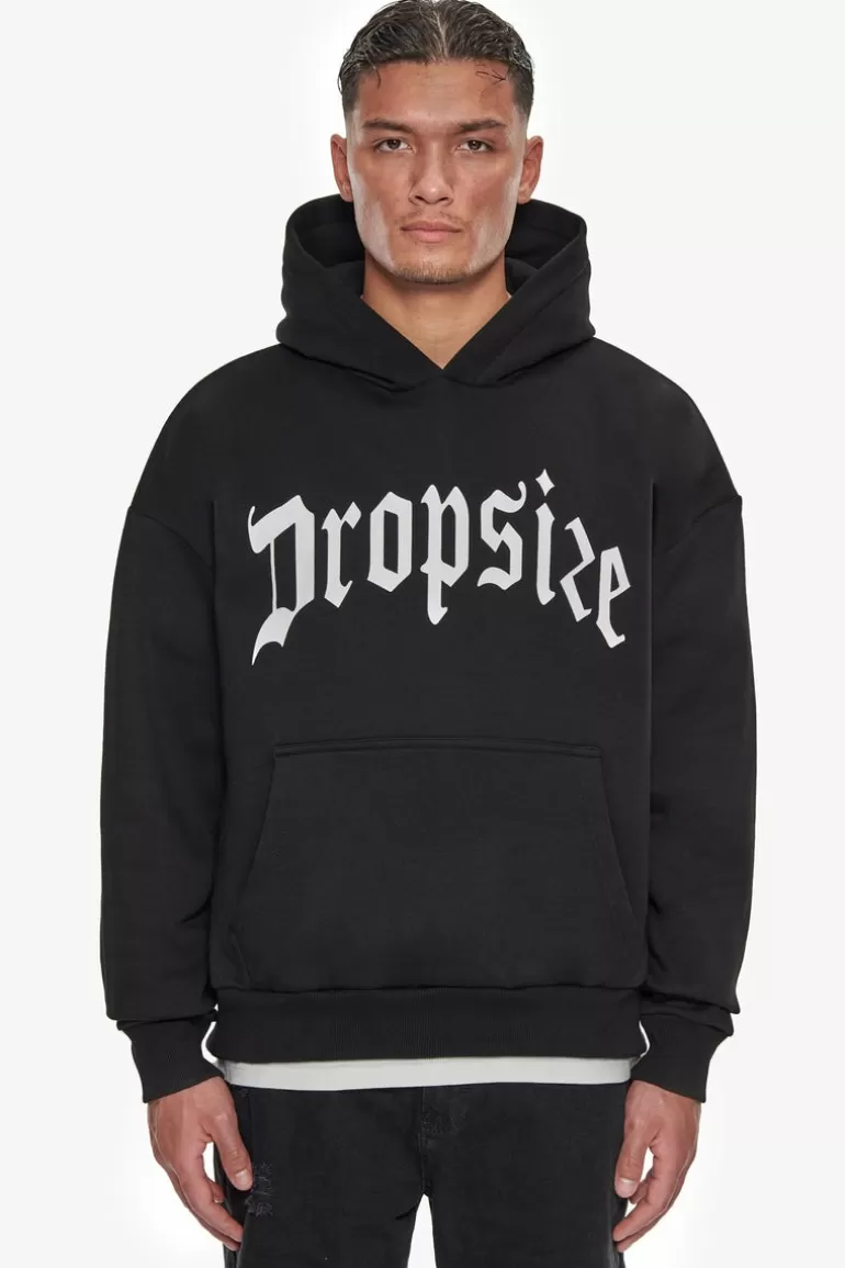 Hot Dropsize Heavy Logo Design Hoodie Black