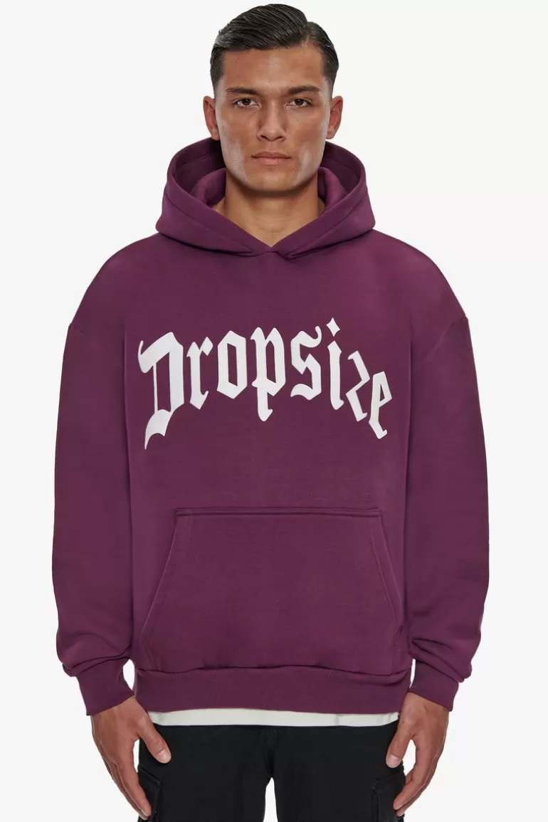 Fashion Dropsize Heavy Logo Design Hoodie Grape Wine