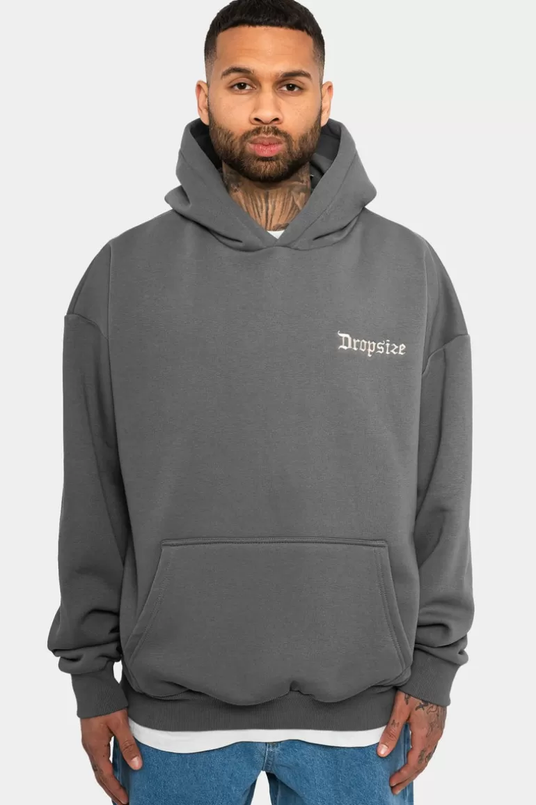 Clearance Dropsize Heavy Oversize Backprint Hoodie Grey