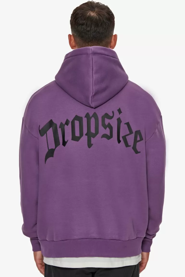 New Dropsize Heavy Oversize Backprint Hoodie Washed Purple