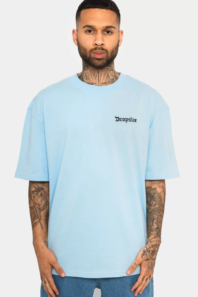 Best Dropsize Heavy Oversize Backprint T-Shirt Baby Blue