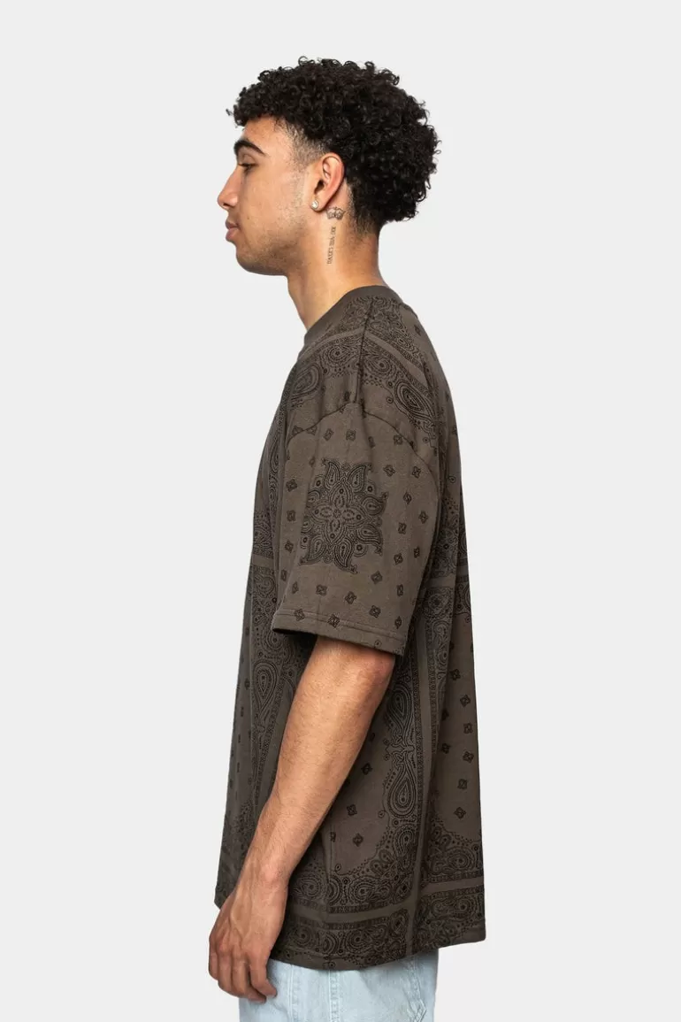 Sale Dropsize Heavy Oversize Bandana T-Shirt Major Brown