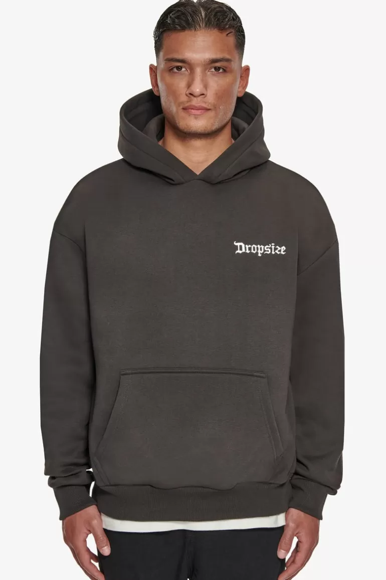 Best Sale Dropsize Heavy Oversize Big Logo Hoodie Washed Black