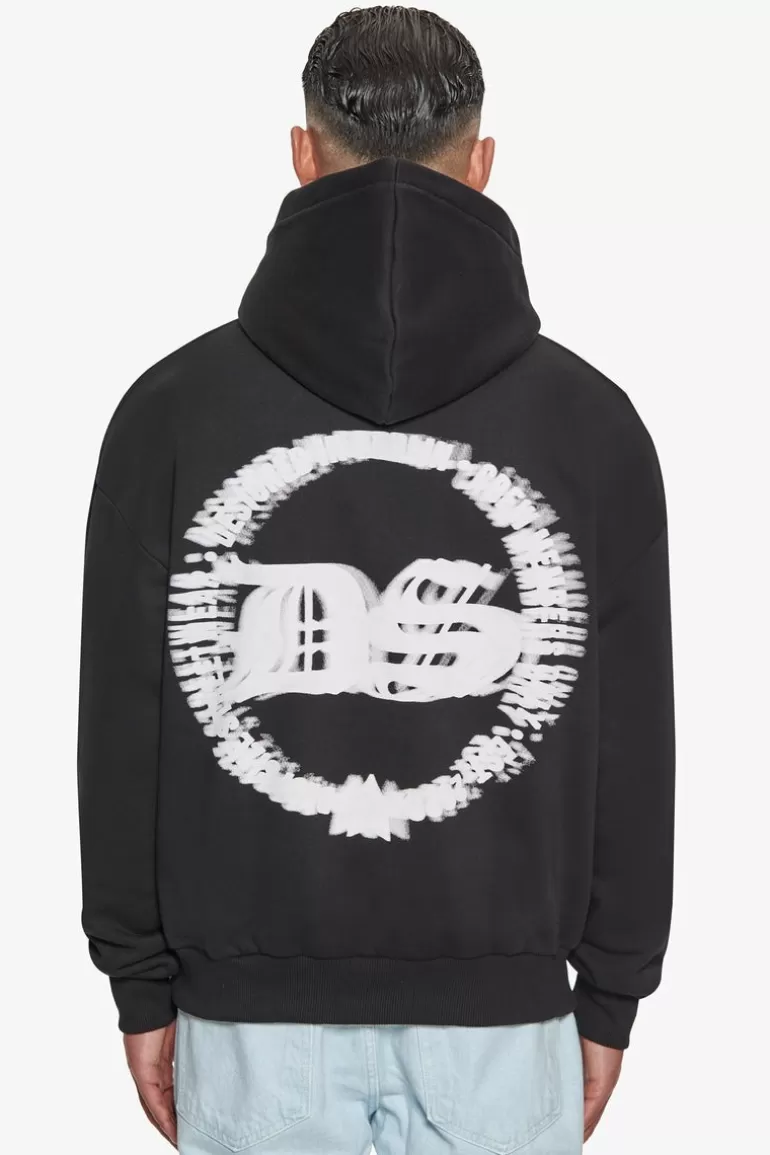 Clearance Dropsize Heavy Oversize Blurred Logo Hoodie Black