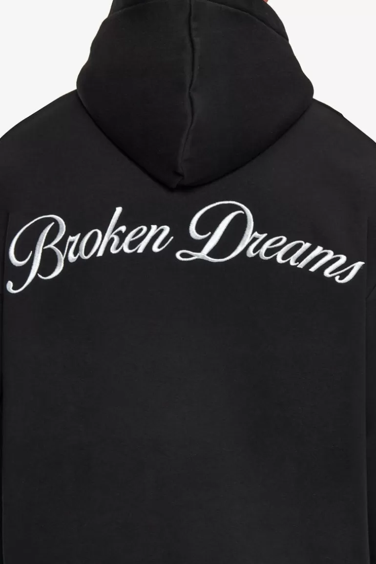 Best Sale Dropsize Heavy Oversize Broken Dreams Backprint Hoodie Black