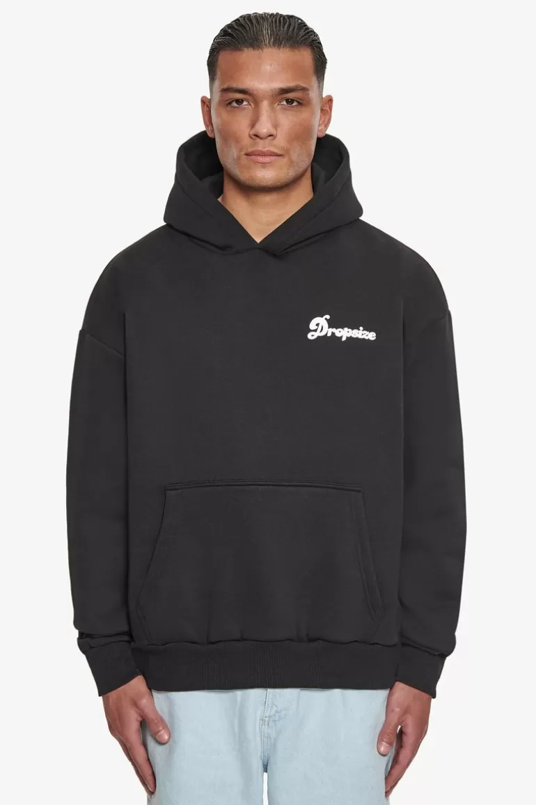 Clearance Dropsize Heavy Oversize Bubble Logo Hoodie Black