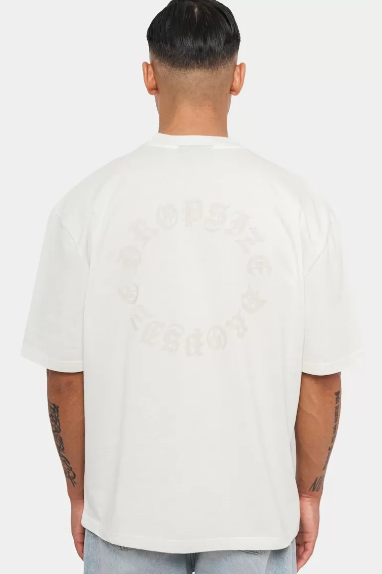 Shop Dropsize Heavy Oversize Circle Design T-Shirt Cream/ Coconut