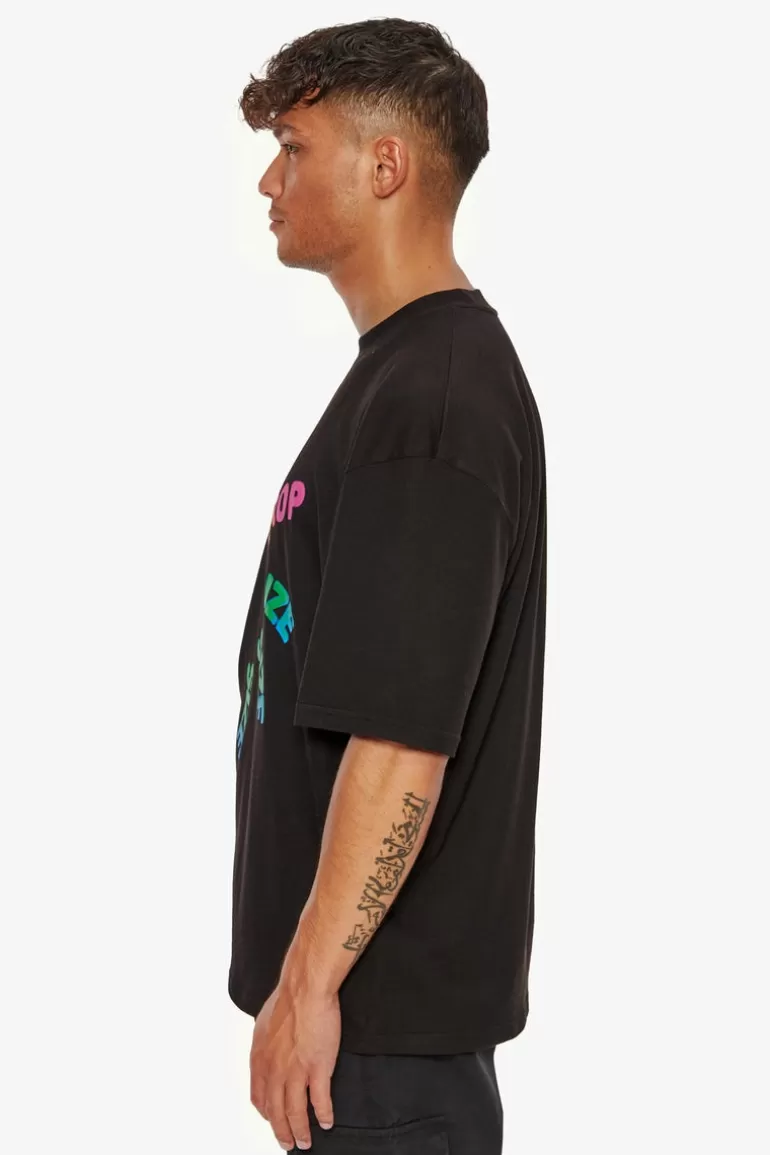 Hot Dropsize Heavy Oversize Colour Twist T-Shirt Black