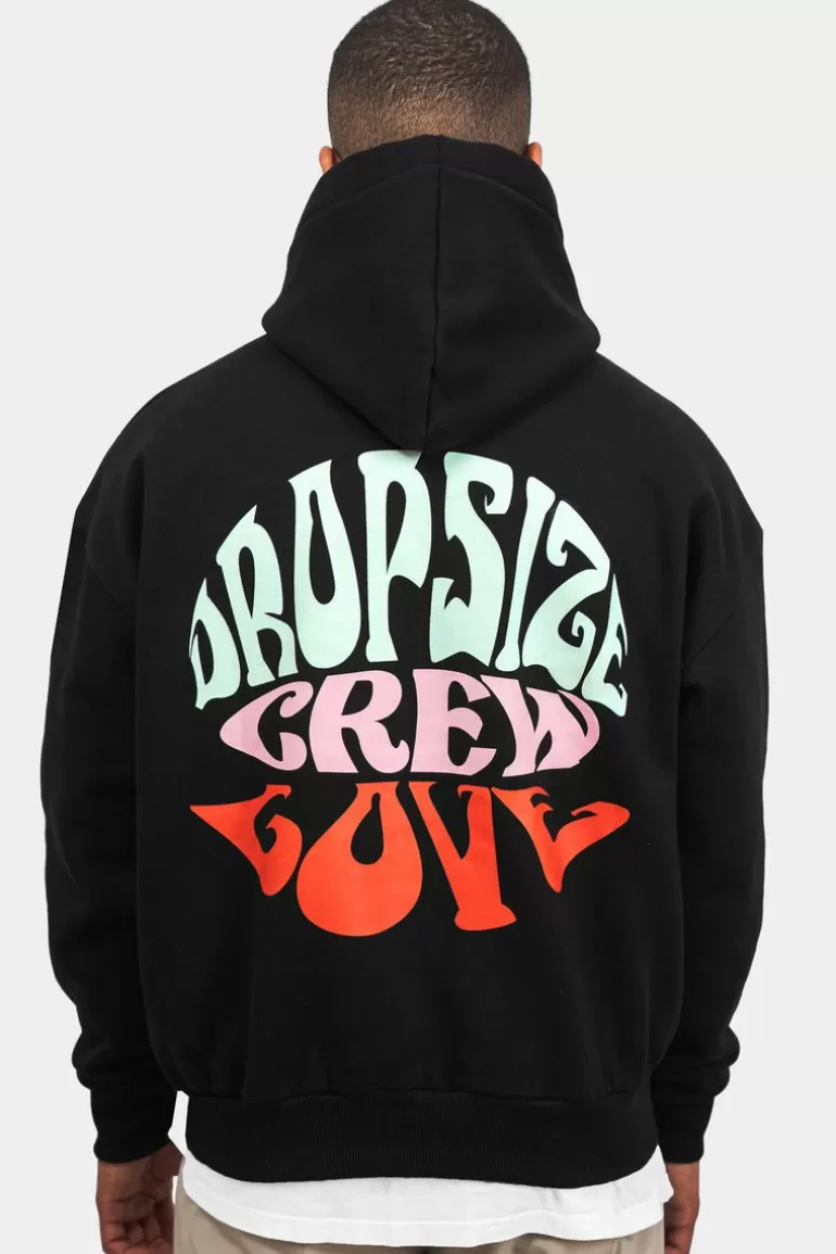 Hot Dropsize Heavy Oversize Crew Love Hoodie Black