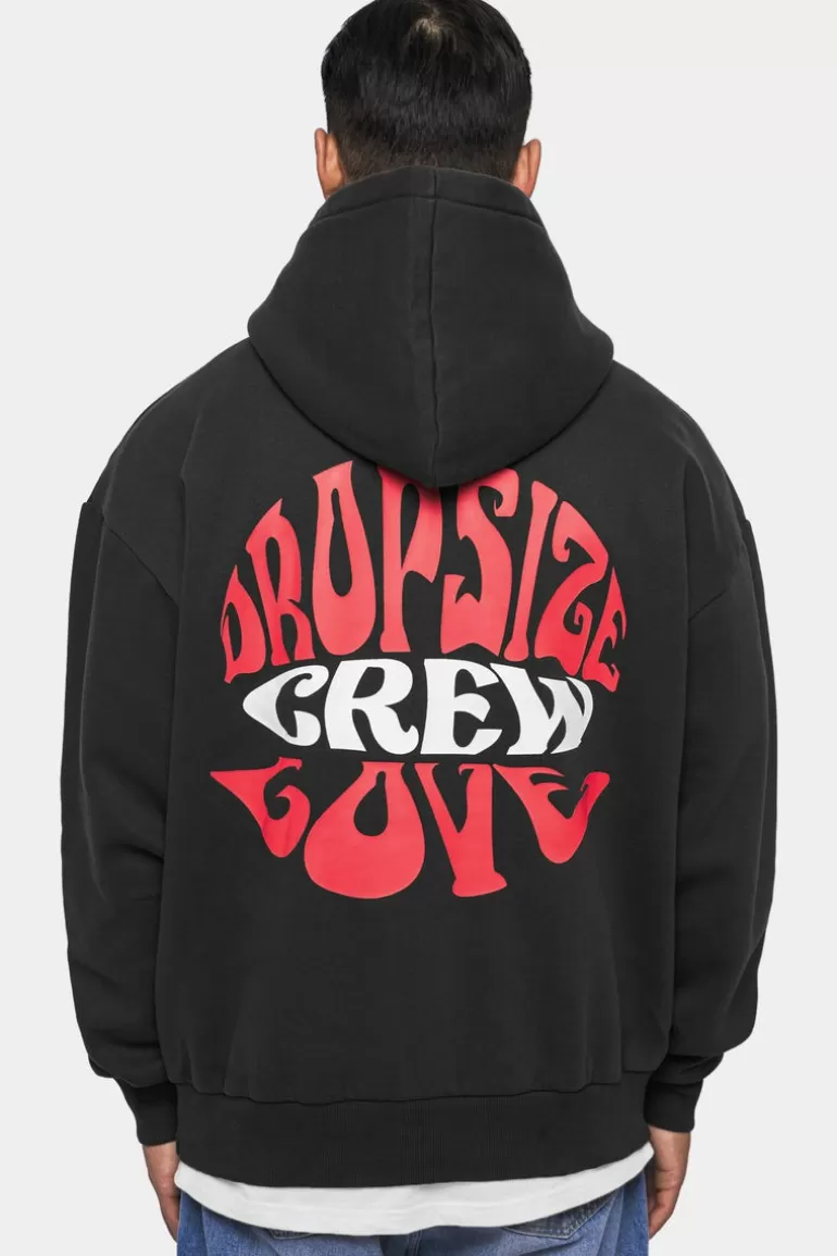 Store Dropsize Heavy Oversize ''Crew Love'' Hoodie Washed Black