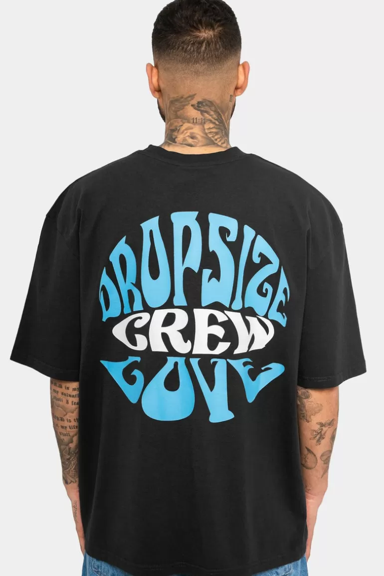 Sale Dropsize Heavy Oversize Crew Love T-Shirt Washed Black/Blue