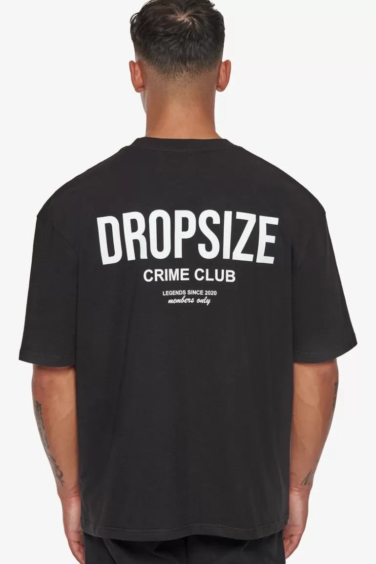 Clearance Dropsize Heavy Oversize Crime Club T-Shirt Black