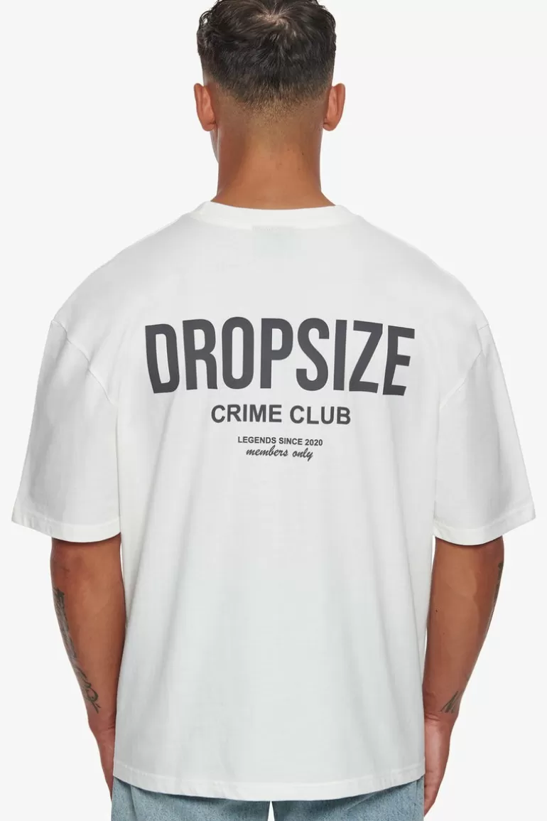 Clearance Dropsize Heavy Oversize Crime Club T-Shirt Cream White