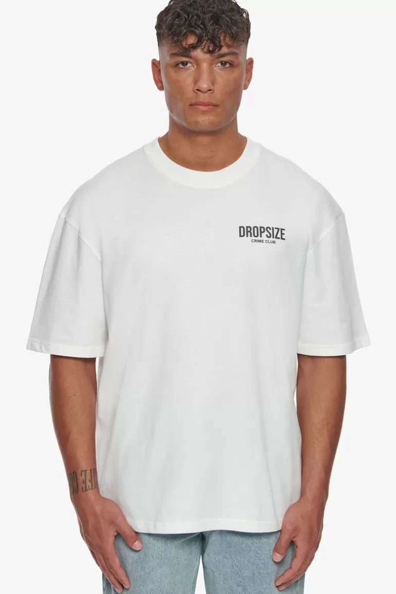 Clearance Dropsize Heavy Oversize Crime Club T-Shirt Cream White