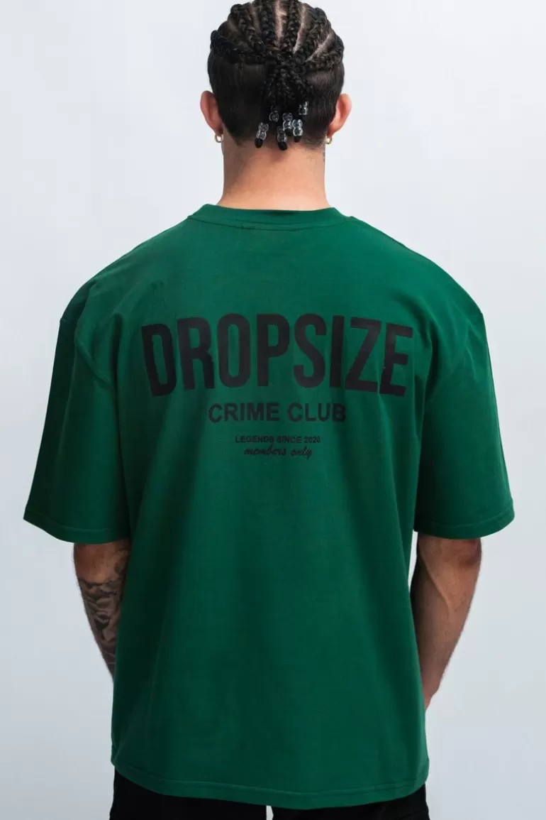 Clearance Dropsize Heavy Oversize Crime Club T-Shirt Green