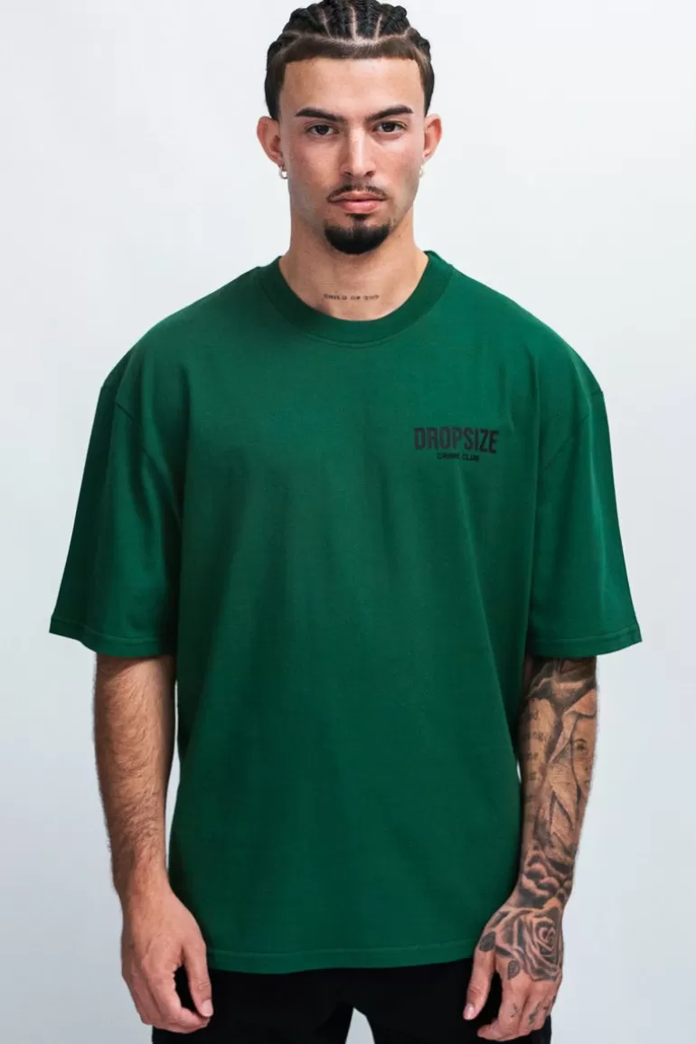 Clearance Dropsize Heavy Oversize Crime Club T-Shirt Green