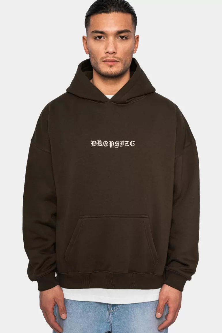 Shop Dropsize Heavy Oversize Crime Hoodie Chocolate Brown