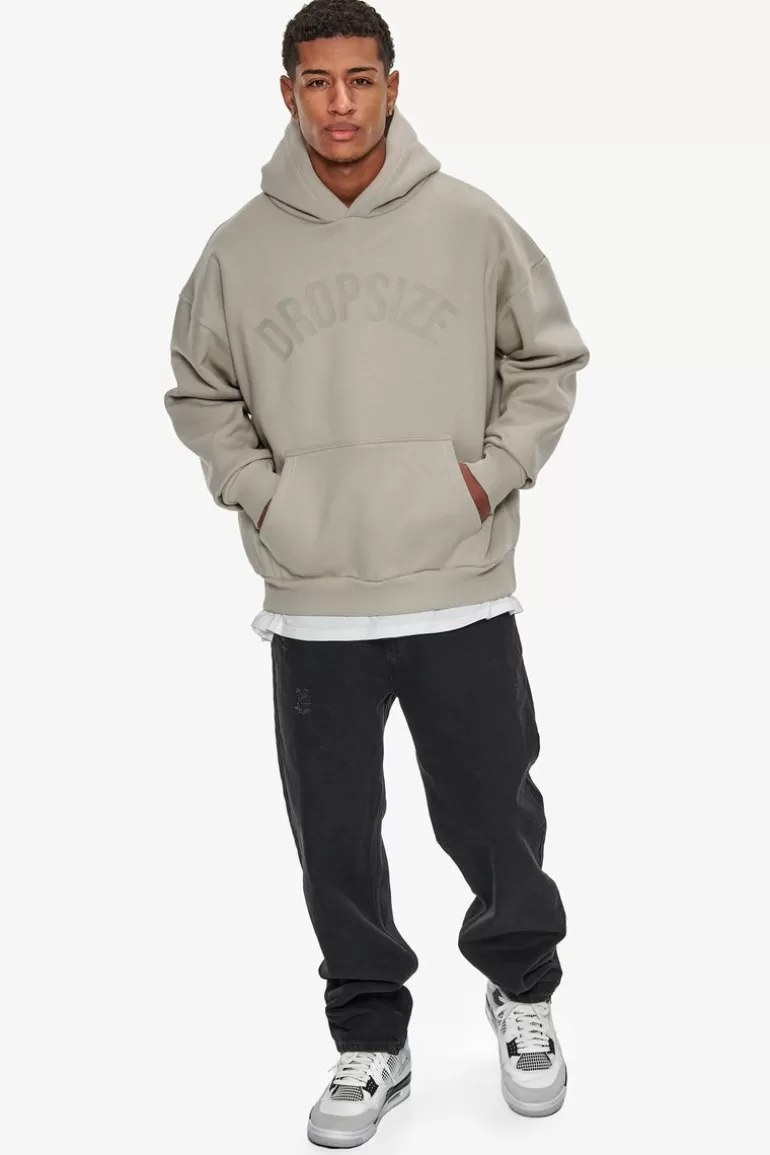 Cheap Dropsize Heavy Oversize Curved Hoodie Stone