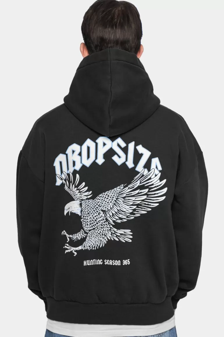 Shop Dropsize Heavy Oversize Eagle Hoodie Washed Black