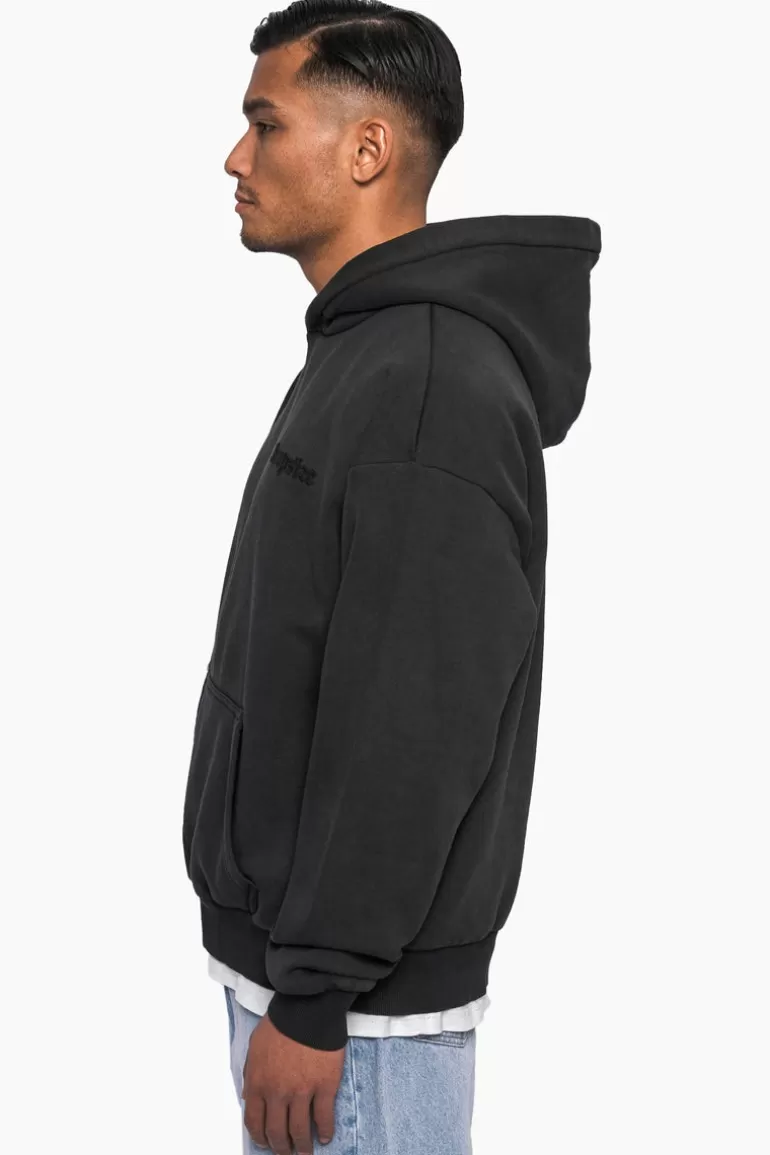 Fashion Dropsize Heavy Oversize Embo Hoodie Acid Washed Black