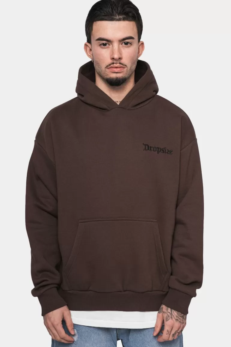 Outlet Dropsize Heavy Oversize Embo Hoodie Dark Brown