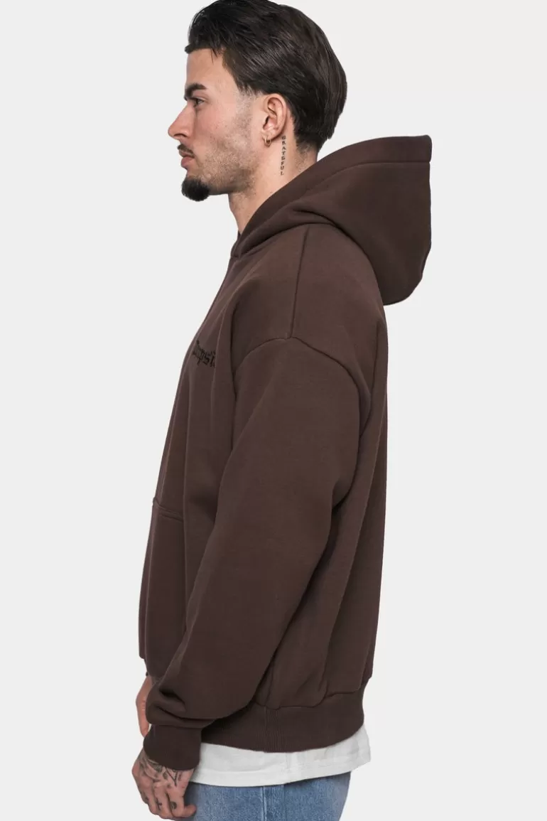 Outlet Dropsize Heavy Oversize Embo Hoodie Dark Brown