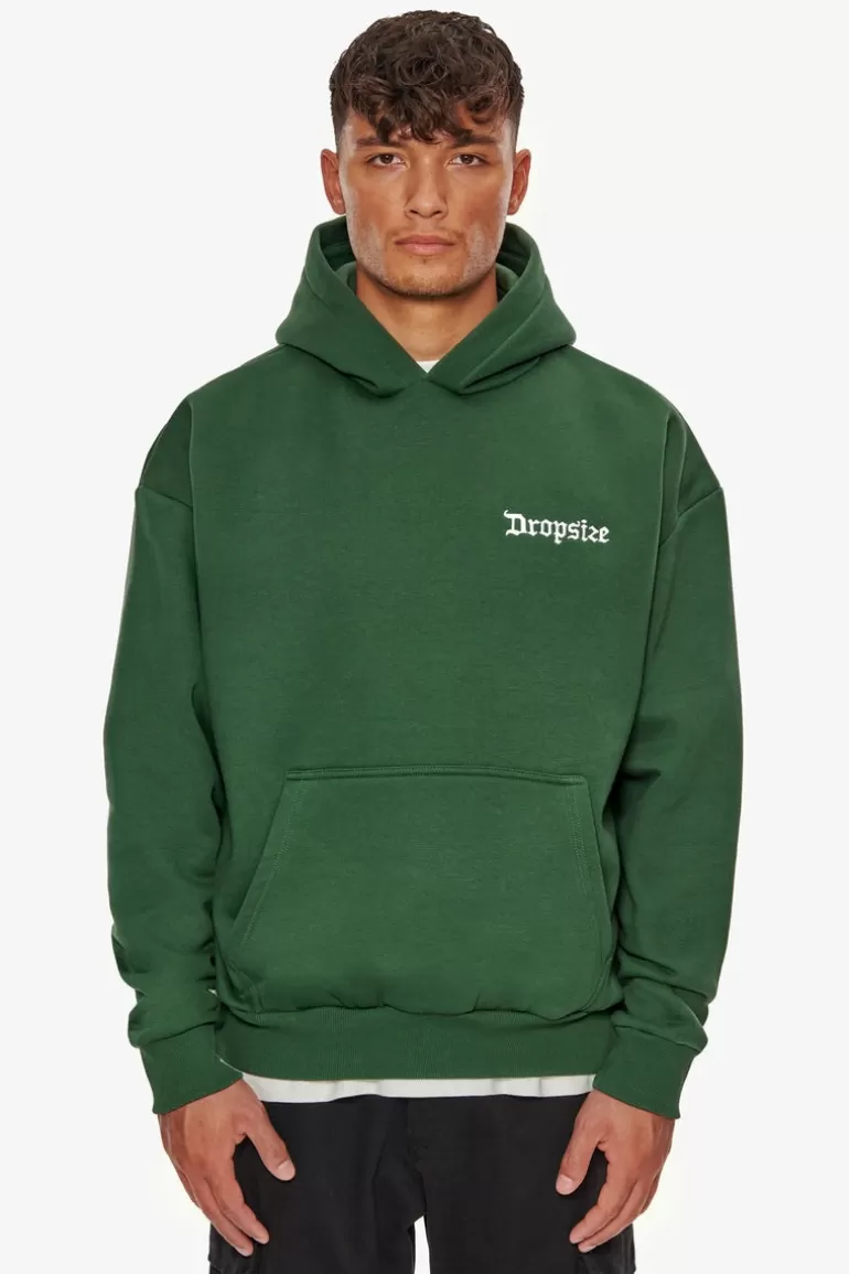 Hot Dropsize Heavy Oversize Embo Hoodie Dark Green