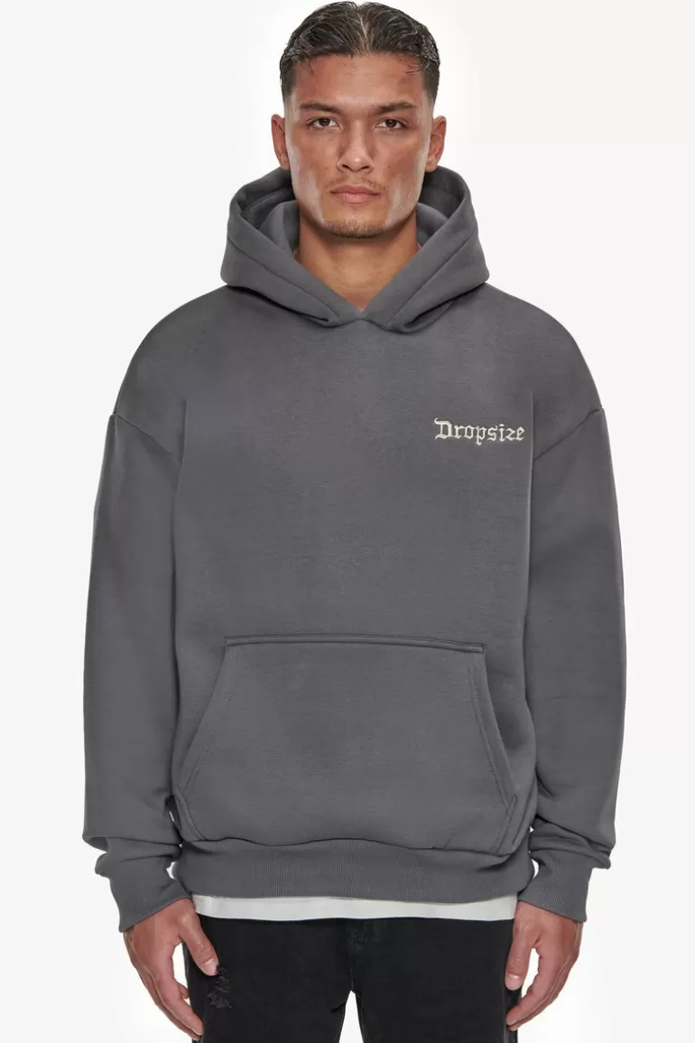 Cheap Dropsize Heavy Oversize Embo Hoodie Grey / Cream