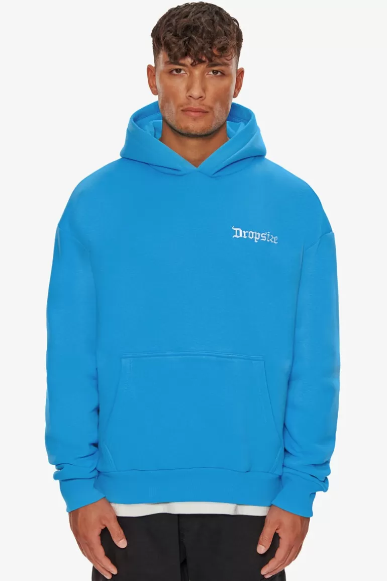 Cheap Dropsize Heavy Oversize Embo Hoodie Light Blue