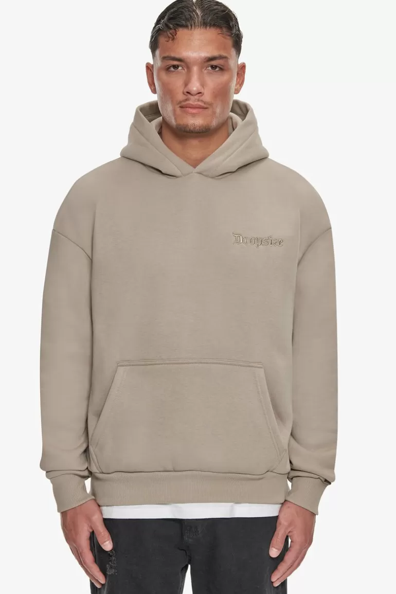 Cheap Dropsize Heavy Oversize Embo Hoodie Simply Taupe