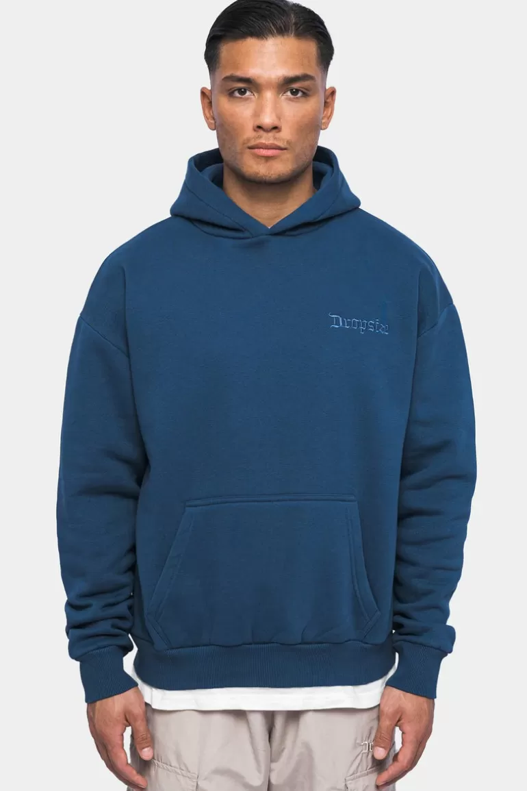 Cheap Dropsize Heavy Oversize Embo Hoodie Washed Indigo